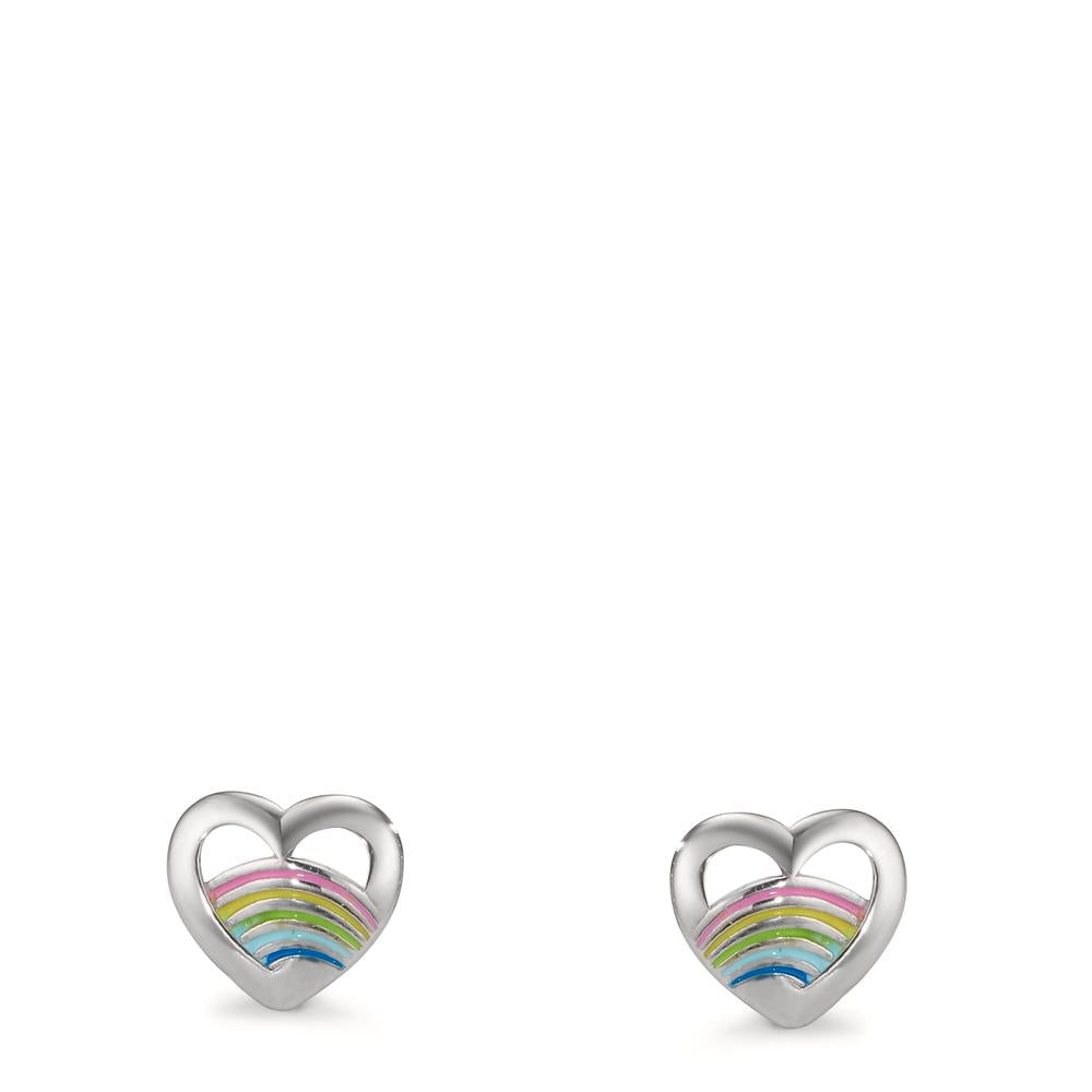 Orecchini a bottone Argento rodiato Cuore Ø7.5 mm