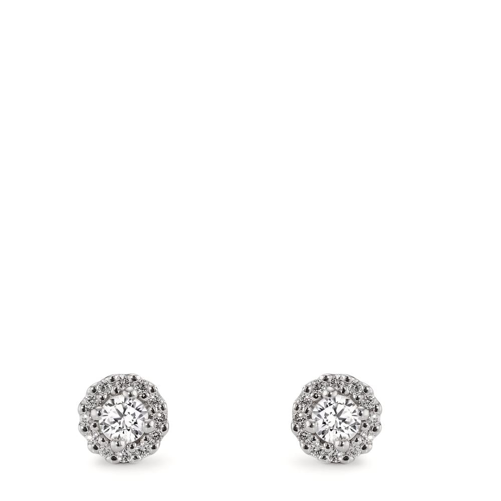 Orecchini a bottone Oro bianco 750/18 carati Diamante 0.24 ct, w-si Ø5 mm