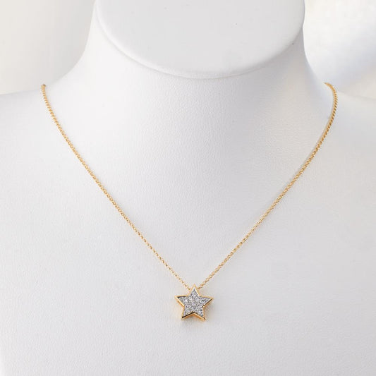 Ciondolo Oro giallo 750/18 carati Diamante 0.08 ct, w-si Stella Ø10 mm