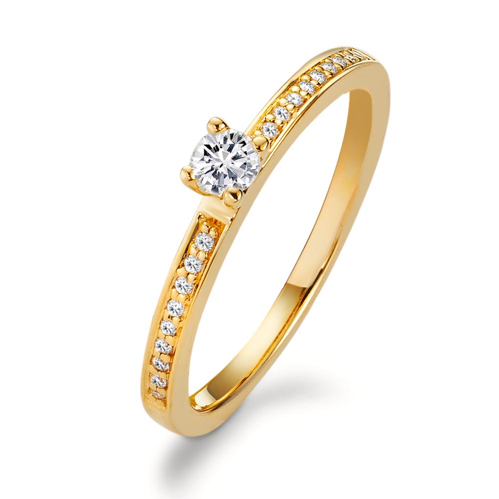 Anello solitario Oro giallo 750/18 carati Diamante bianco, 0.20 ct, 19 pietra, [Brillant], w-si Ø3 mm