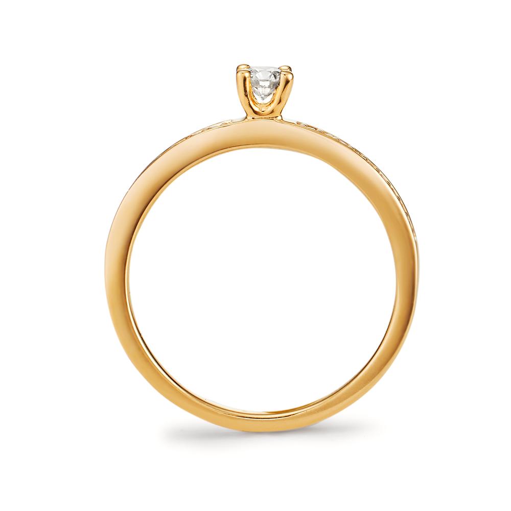 Anello solitario Oro giallo 750/18 carati Diamante bianco, 0.20 ct, 19 pietra, [Brillant], w-si Ø3 mm