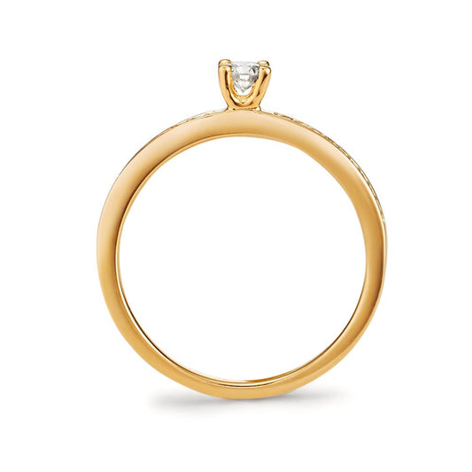 Anello solitario Oro giallo 750/18 carati Diamante bianco, 0.20 ct, 19 pietra, [Brillant], w-si Ø3 mm