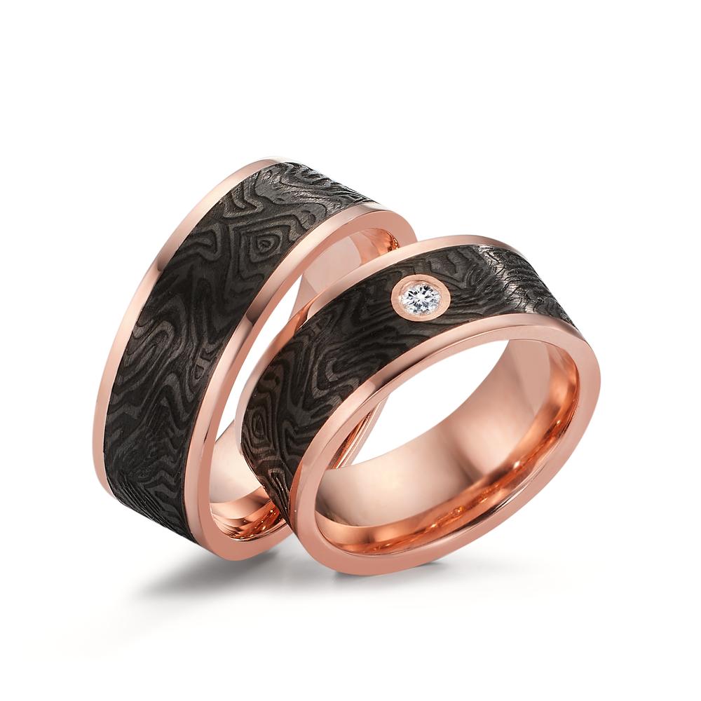 Anello del partner Oro rosso 750/18 carati, Carbonio