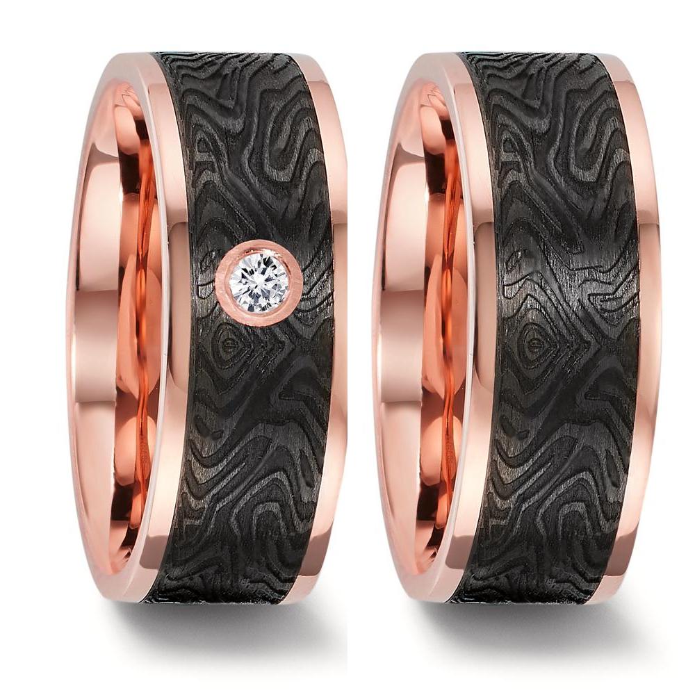 Anello del partner Oro rosso 750/18 carati, Carbonio