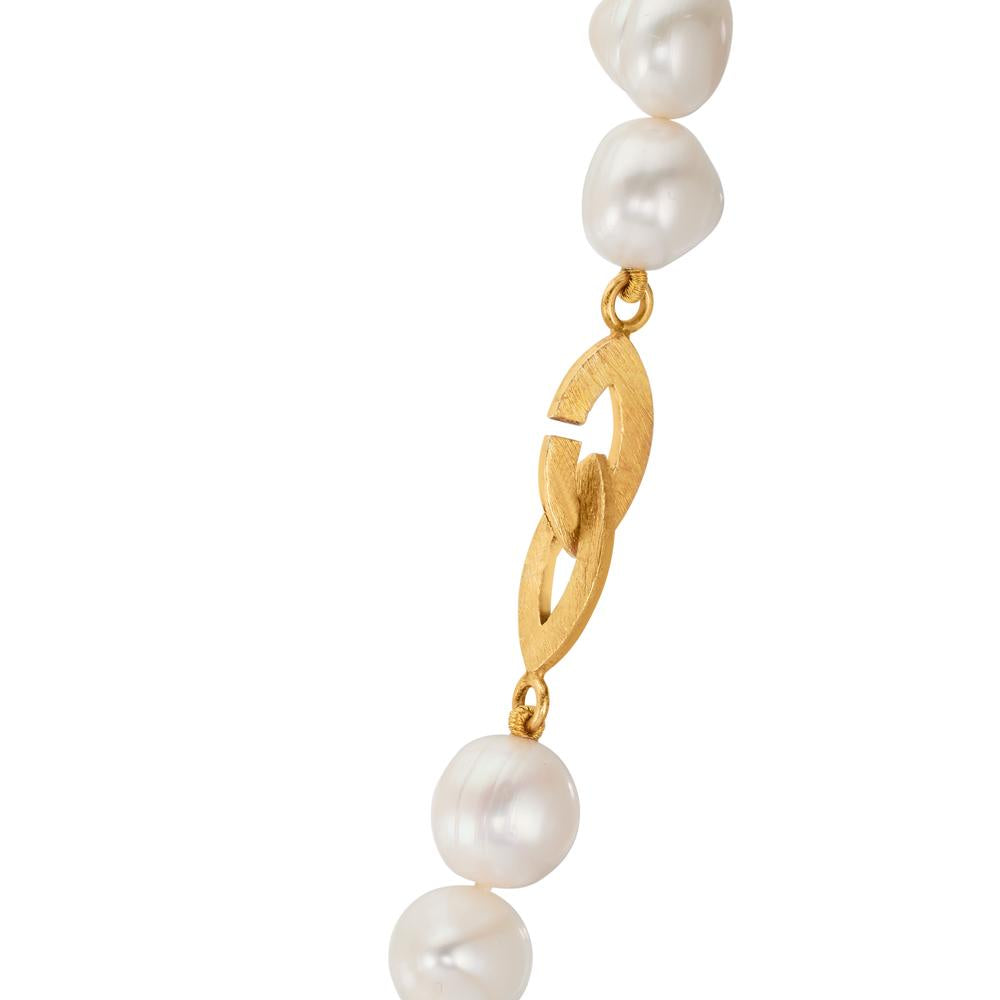 Collana Argento giallo dorato Perla coltivata d'acqua dolce, 11 mm 46 cm