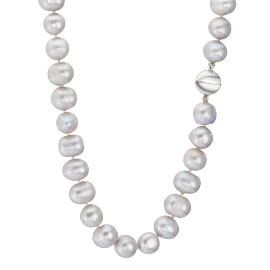 Collana Oro bianco 750/18 carati Perla coltivata d'acqua dolce Grigio 10.5-11 mm 42 cm
