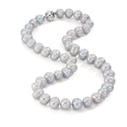 Collana Oro bianco 750/18 carati Perla coltivata d'acqua dolce Grigio 10.5-11 mm 42 cm