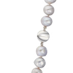 Collana Oro bianco 750/18 carati Perla coltivata d'acqua dolce Grigio 10.5-11 mm 42 cm