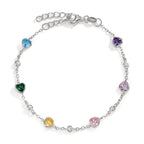 Bracciale Argento Zirconia colorato, 11 pietra rodiato