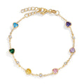 Bracciale Argento Zirconia colorato, 11 pietra giallo dorato Cuore