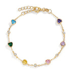 Bracciale Argento Zirconia colorato, 11 pietra giallo dorato Cuore