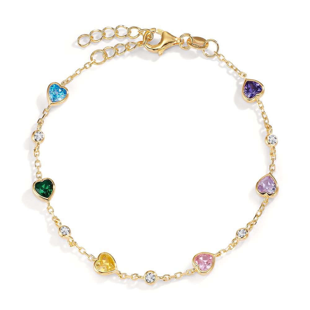 Bracciale Argento Zirconia colorato, 11 pietra giallo dorato Cuore