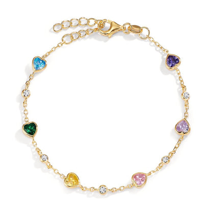 Bracciale Argento Zirconia colorato, 11 pietra giallo dorato Cuore