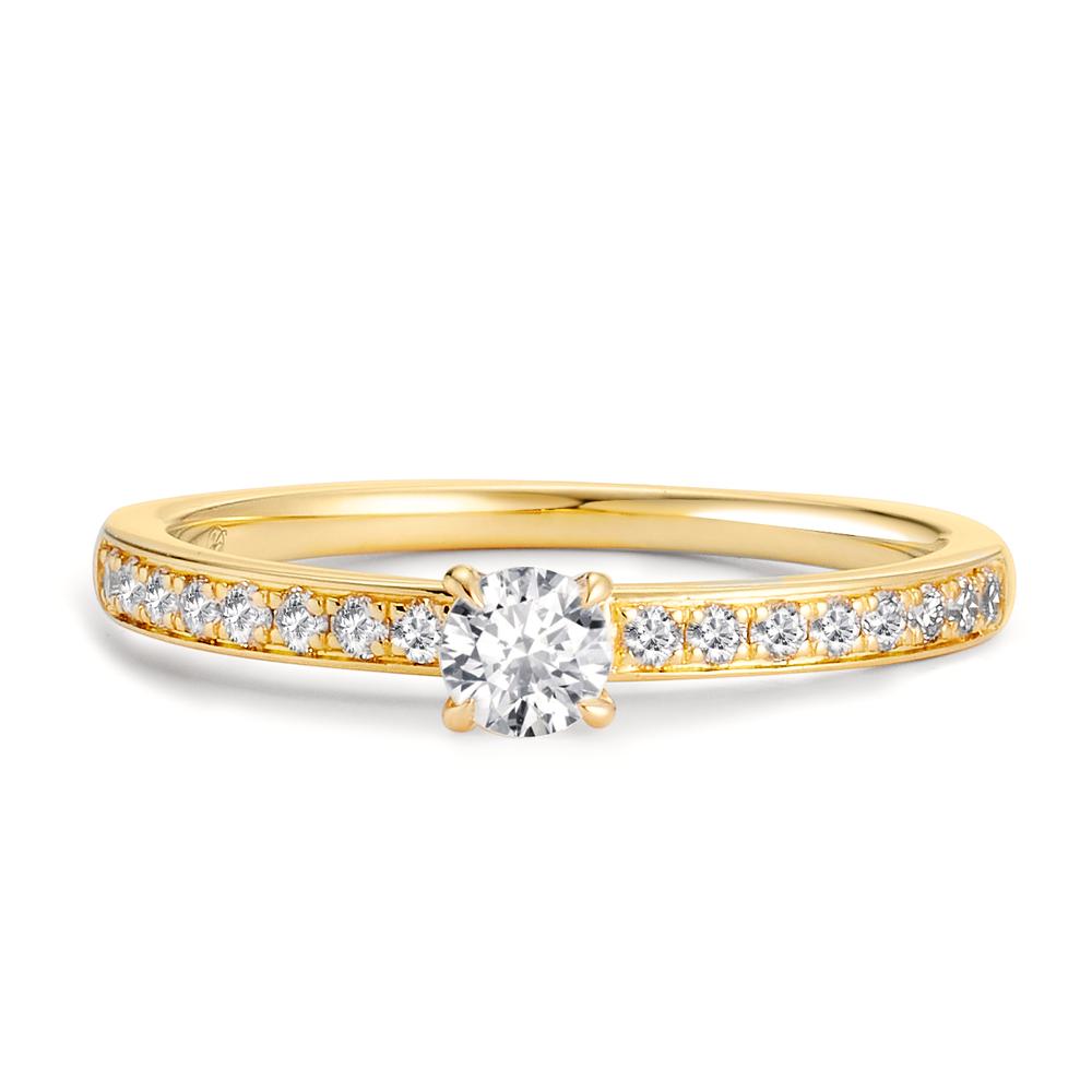 Anello solitario Oro giallo 750/18 carati Diamante 0.34 ct, 17 pietra, w-si