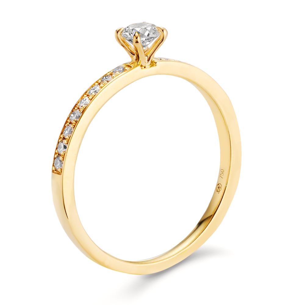 Anello solitario Oro giallo 750/18 carati Diamante 0.34 ct, 17 pietra, w-si