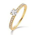 Anello solitario Oro giallo 750/18 carati Diamante bianco, 0.30 ct, [Brillant], w-si, Diamante bianco, 0.20 ct, 18 pietra, [Brillant], w-si