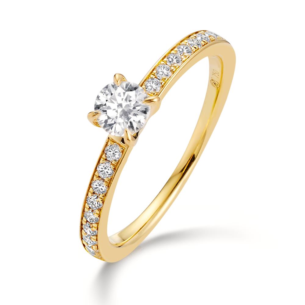 Anello solitario Oro giallo 750/18 carati Diamante bianco, 0.30 ct, [Brillant], w-si, Diamante bianco, 0.20 ct, 18 pietra, [Brillant], w-si