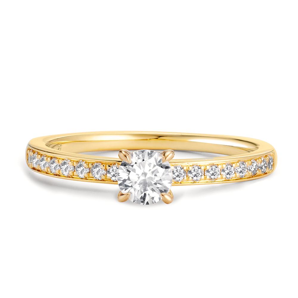 Anello solitario Oro giallo 750/18 carati Diamante bianco, 0.20 ct, 18 pietra, [Brillant], w-si, Diamante bianco, 0.30 ct, [Brillant], w-si
