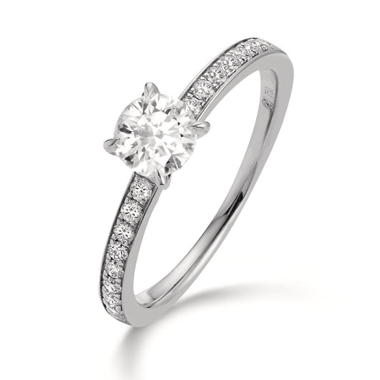 Anello solitario Platino 950 Diamante bianco, 0.47 ct, [Brillant], w-si, Diamante bianco, 0.01 ct, 19 pietra, [Brillant], w-si