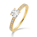 Anello solitario Oro giallo 750/18 carati Diamante 0.47 ct, [Brillant], w-si, Diamante 0.18 ct, 18 pietra, [Brillant], w-si