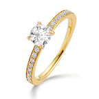Anello solitario Oro giallo 750/18 carati Diamante 0.47 ct, [Brillant], w-si, Diamante 0.18 ct, 18 pietra, [Brillant], w-si