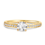 Anello solitario Oro giallo 750/18 carati Diamante 0.47 ct, [Brillant], w-si, Diamante 0.18 ct, 18 pietra, [Brillant], w-si
