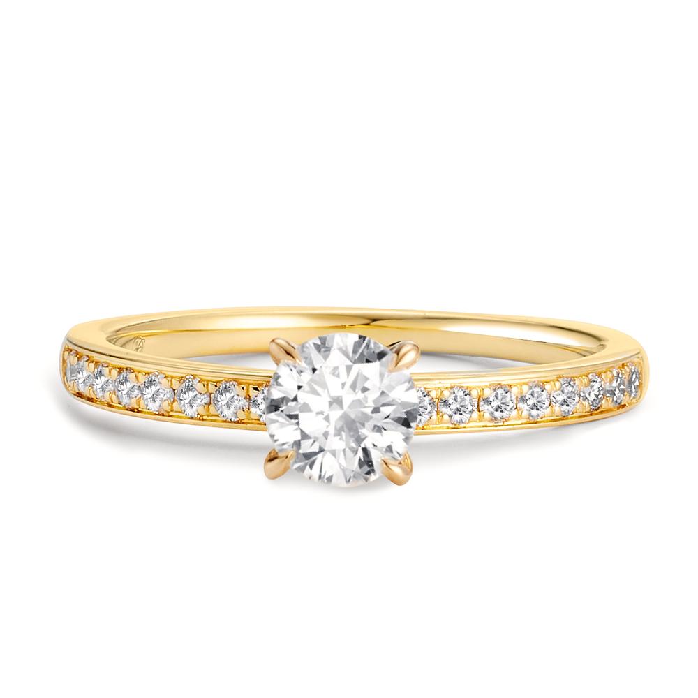 Anello solitario Oro giallo 750/18 carati Diamante 0.47 ct, [Brillant], w-si, Diamante 0.18 ct, 18 pietra, [Brillant], w-si