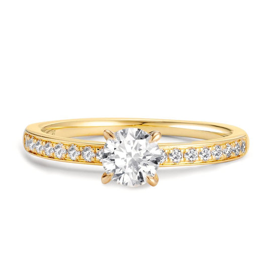 Anello solitario Oro giallo 750/18 carati Diamante 0.47 ct, [Brillant], w-si, Diamante 0.18 ct, 18 pietra, [Brillant], w-si