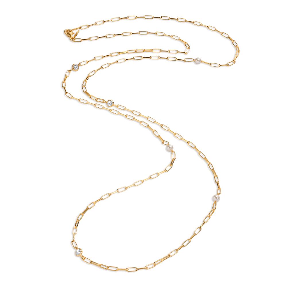Collana Argento Zirconia 2 pietra giallo dorato 85 cm
