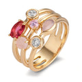 Anello Bronzo Zirconia 6 pietra dorato