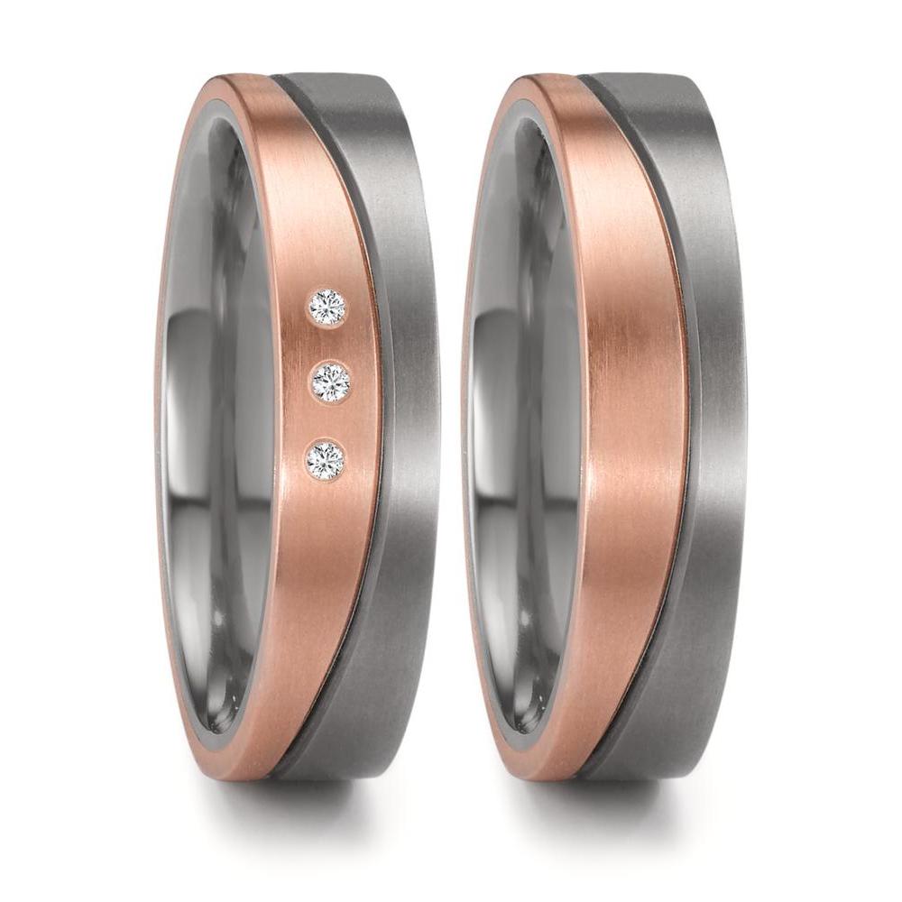 Anello del partner Zirconio, Oro rosso 750/18 carati