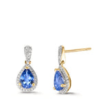 Orecchini Oro giallo 750/18 carati Tanzanite 1.16 ct, 2 pietra, Diamante 0.21 ct, w-si
