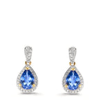 Orecchini Oro giallo 750/18 carati Tanzanite 1.16 ct, 2 pietra, Diamante 0.21 ct, w-si
