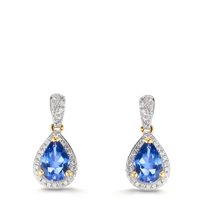 Orecchini Oro giallo 750/18 carati Tanzanite 1.16 ct, 2 pietra, Diamante 0.21 ct, w-si