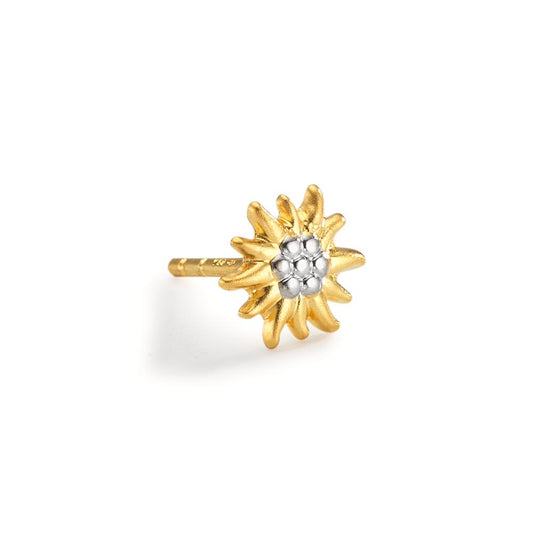 Orecchini a bottone 1 pz Oro giallo 750/18 carati bicolore Stella alpina Ø7 mm