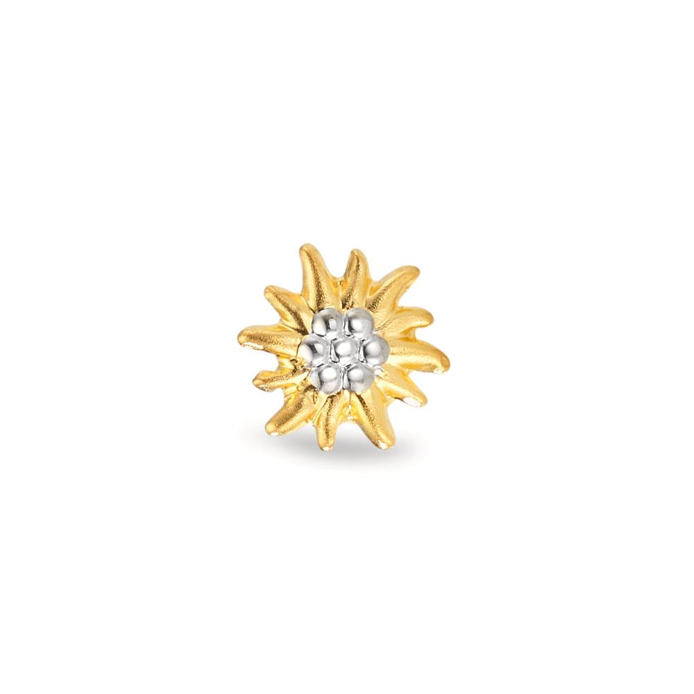 Orecchini a bottone 1 pz Oro giallo 750/18 carati bicolore Stella alpina Ø7 mm