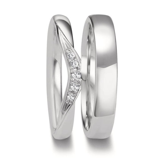 Anello del partner Oro bianco 750/18 carati Diamante 0.045 ct, 5 pietra, tw-vsi