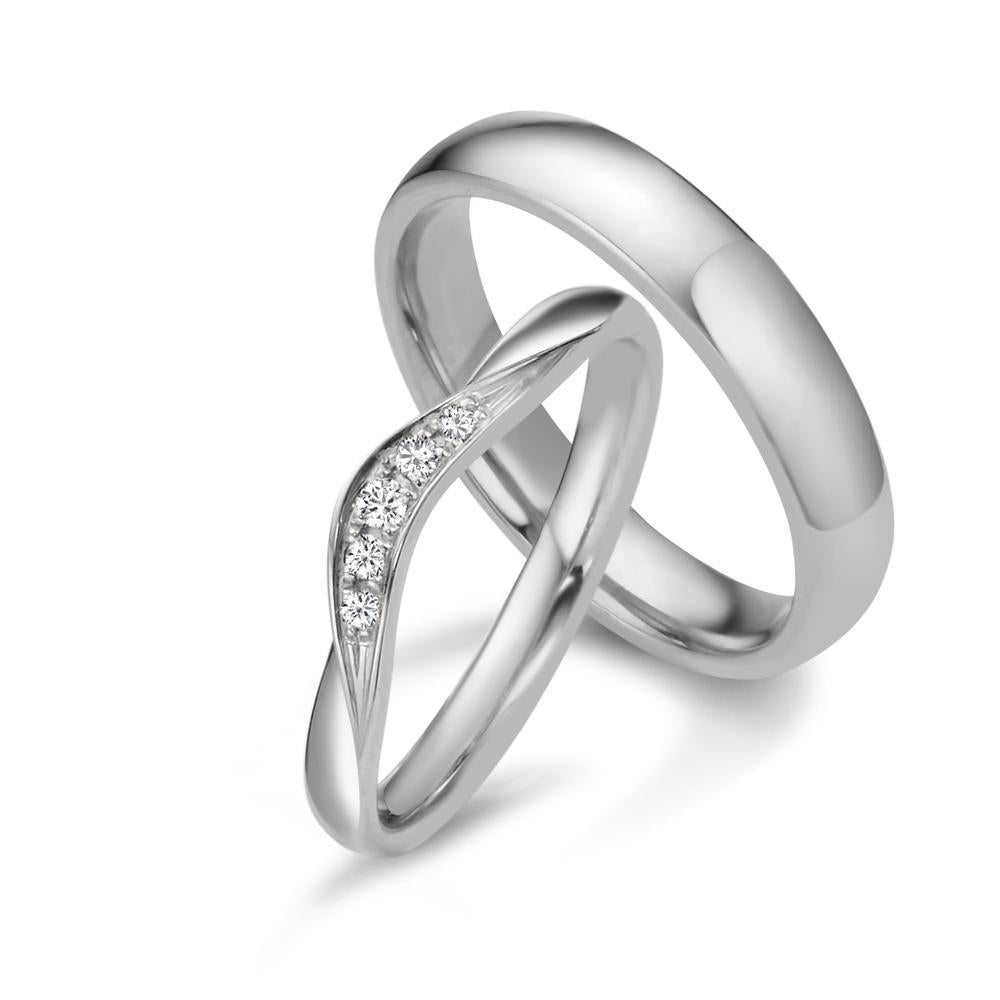 Anello del partner Oro bianco 750/18 carati Diamante 0.045 ct, 5 pietra, tw-vsi