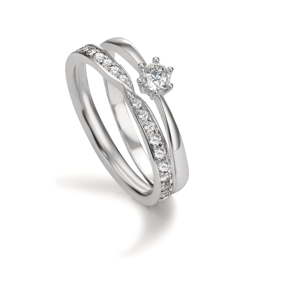 Anello solitario Oro bianco 750/18 carati Diamante bianco, 0.15 ct, si