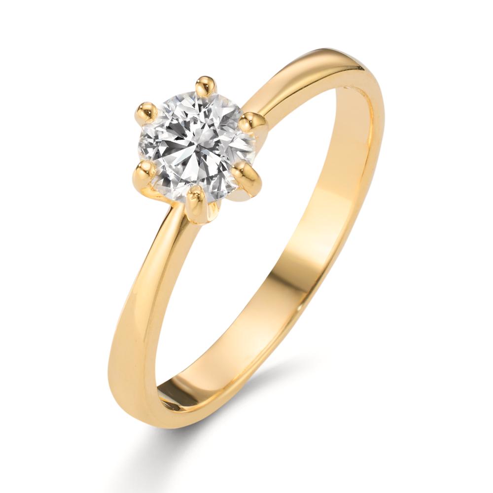Anello solitario Oro giallo 750/18 carati Laboratorio di diamanti coltivato 0.40 ct, w-si