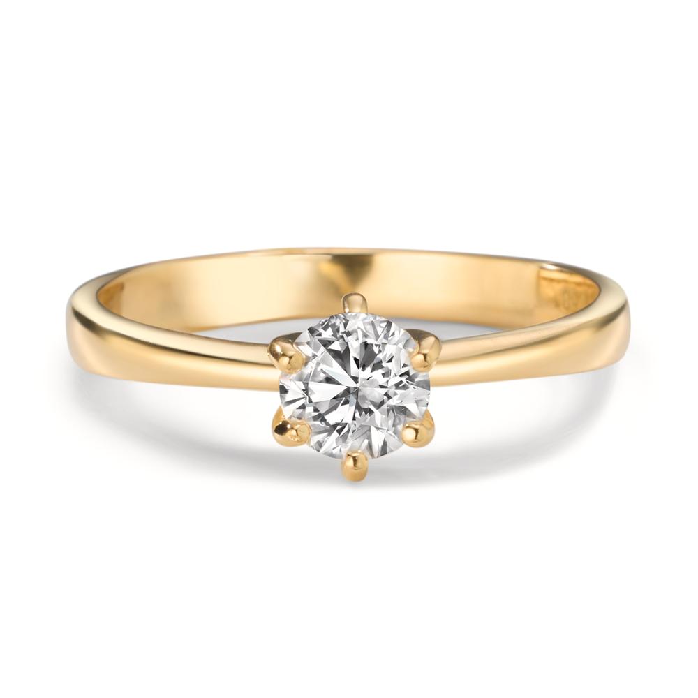 Anello solitario Oro giallo 750/18 carati Laboratorio di diamanti coltivato 0.40 ct, w-si