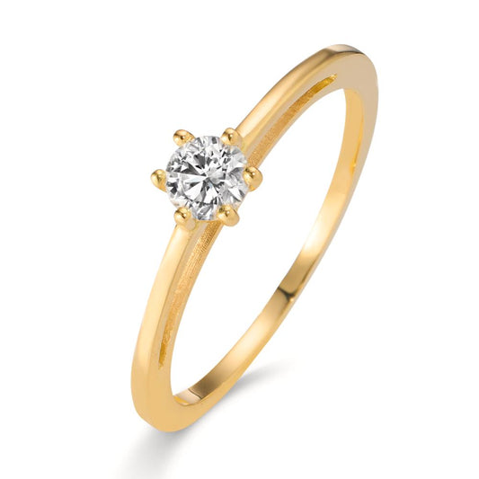 Anello solitario Oro giallo 750/18 carati Laboratorio di diamanti coltivato 0.20 ct, w-si