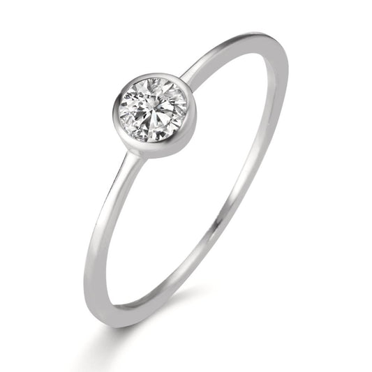 Anello solitario Oro bianco 750/18 carati Laboratorio di diamanti coltivato 0.20 ct, w-si Ø4.5 mm