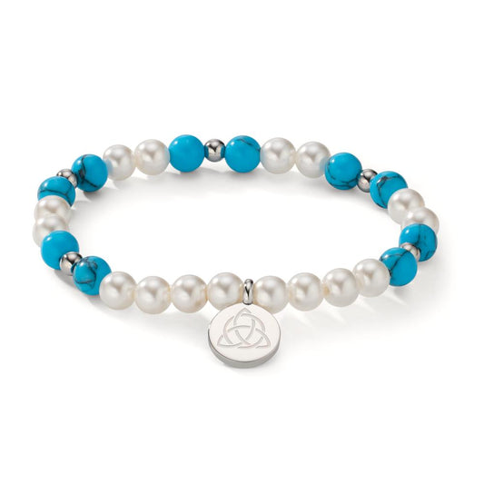 Bracciale Acciaio inossidabile Turchese [shining Pearls], 6 mm Celtico 17 cm Ø6 mm