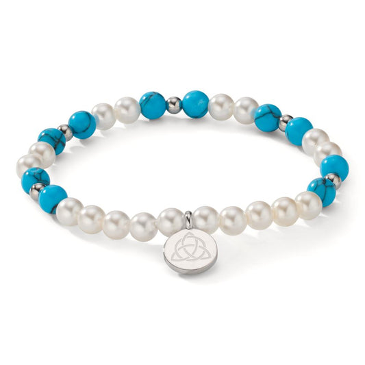 Bracciale Acciaio inossidabile Turchese [shining Pearls], 6 mm Celtico 18 cm Ø6 mm