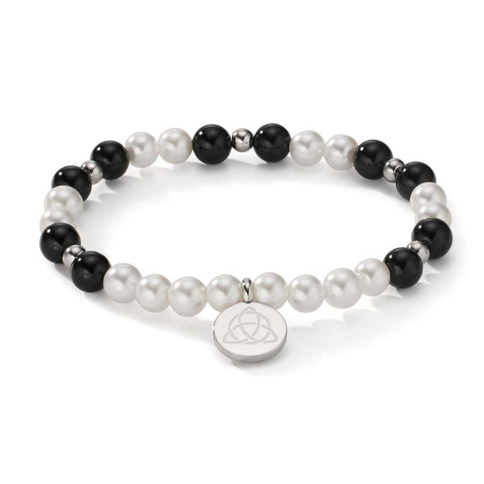 Bracciale Acciaio inossidabile Agata nero [shining Pearls], 6 mm Celtico 17 cm Ø6 mm