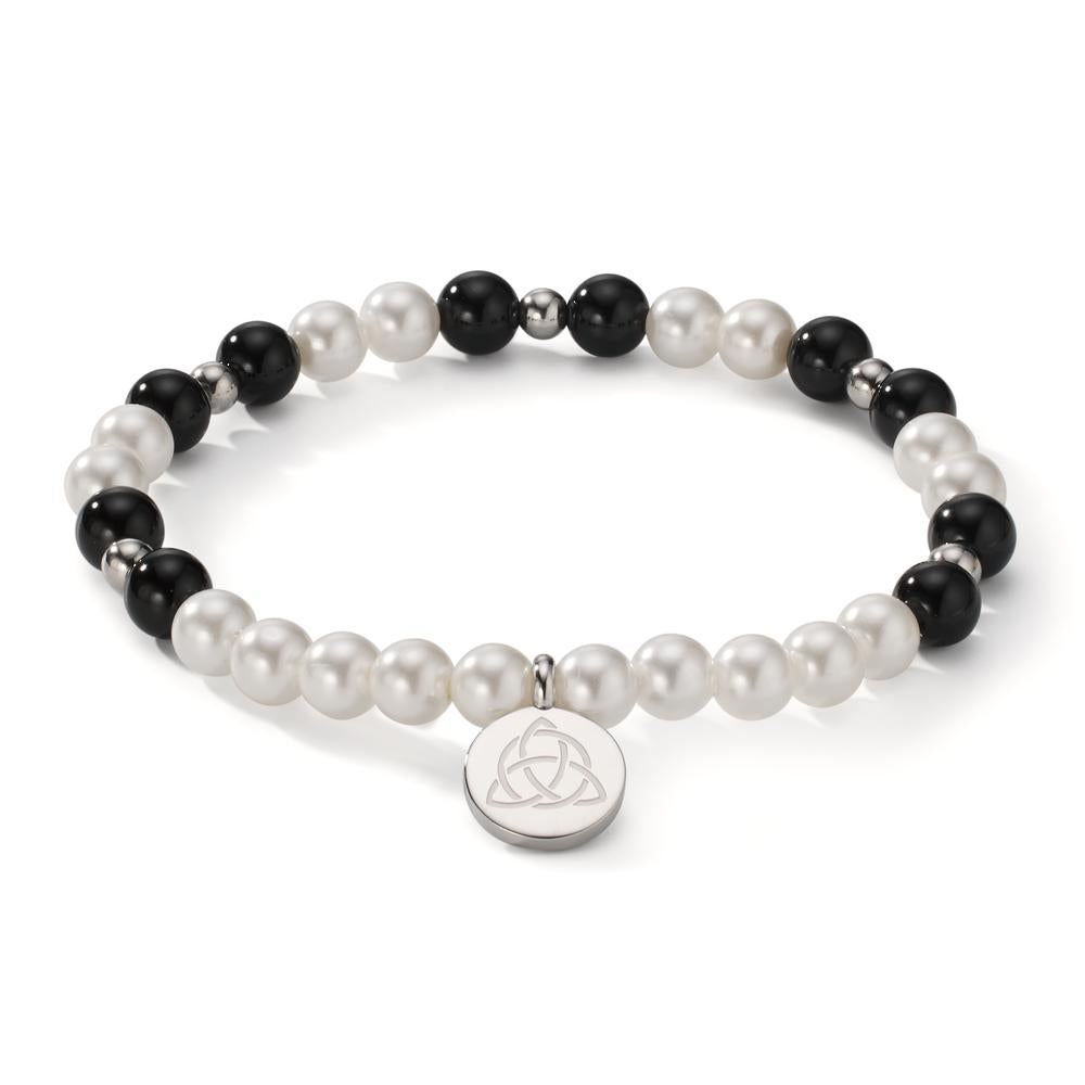 Bracciale Acciaio inossidabile Agata nero [shining Pearls], 6 mm Celtico 18 cm Ø6 mm