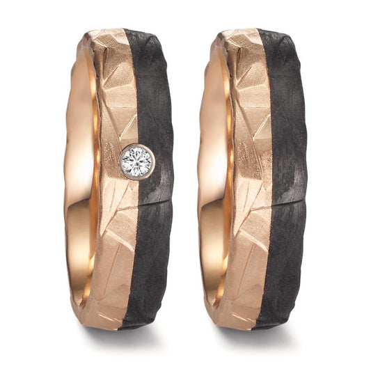 Anello del partner Oro rosa 585/14 kt, Carbonio