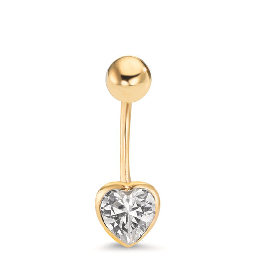 Piercing all'ombelico Oro giallo 375/9K Zirconia Cuore Ø6.5 mm