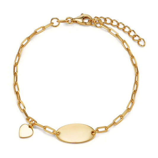 Bracciale con incisione Argento giallo dorato Cuore 16-19 cm